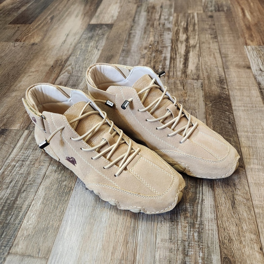 LDECK Tan Suede Ram Logo Sneakers Driving Lace High Top Shoes W-9.5/M-8 Beige‎